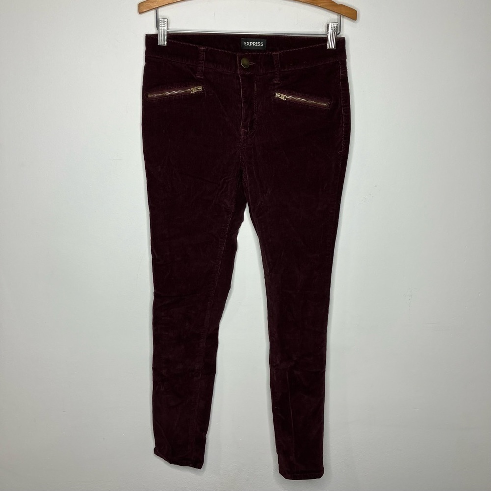 Express mid‎ rise leggings maroon Corduroy size 6R